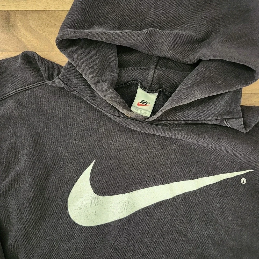VTG 90s White Tag Nike Hoodie Big Logo Black Size XL